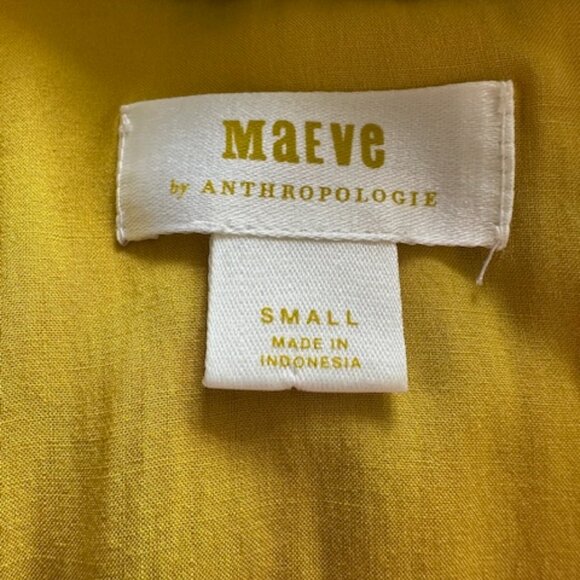 Anthropologie Maeve Floral Faux Wrap strawberry Gold Mustard Yellow Dress - Picture 15 of 16